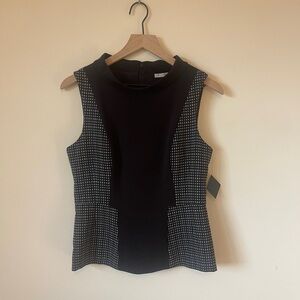 Halogen Black Peplum Sleeveless Business Casual Top Size S